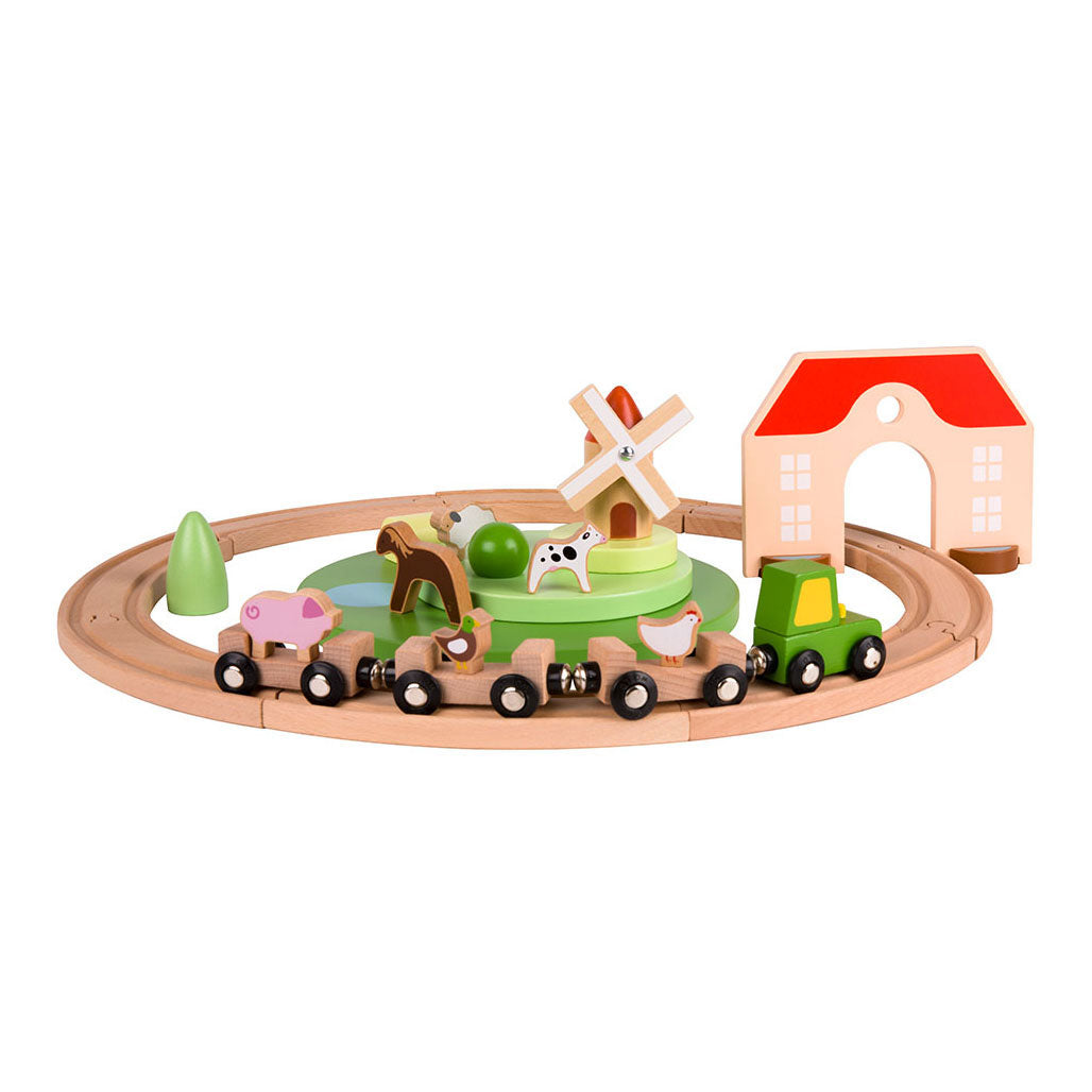 Classic World World Wooden Farm Train Speeltet, 28dlg.