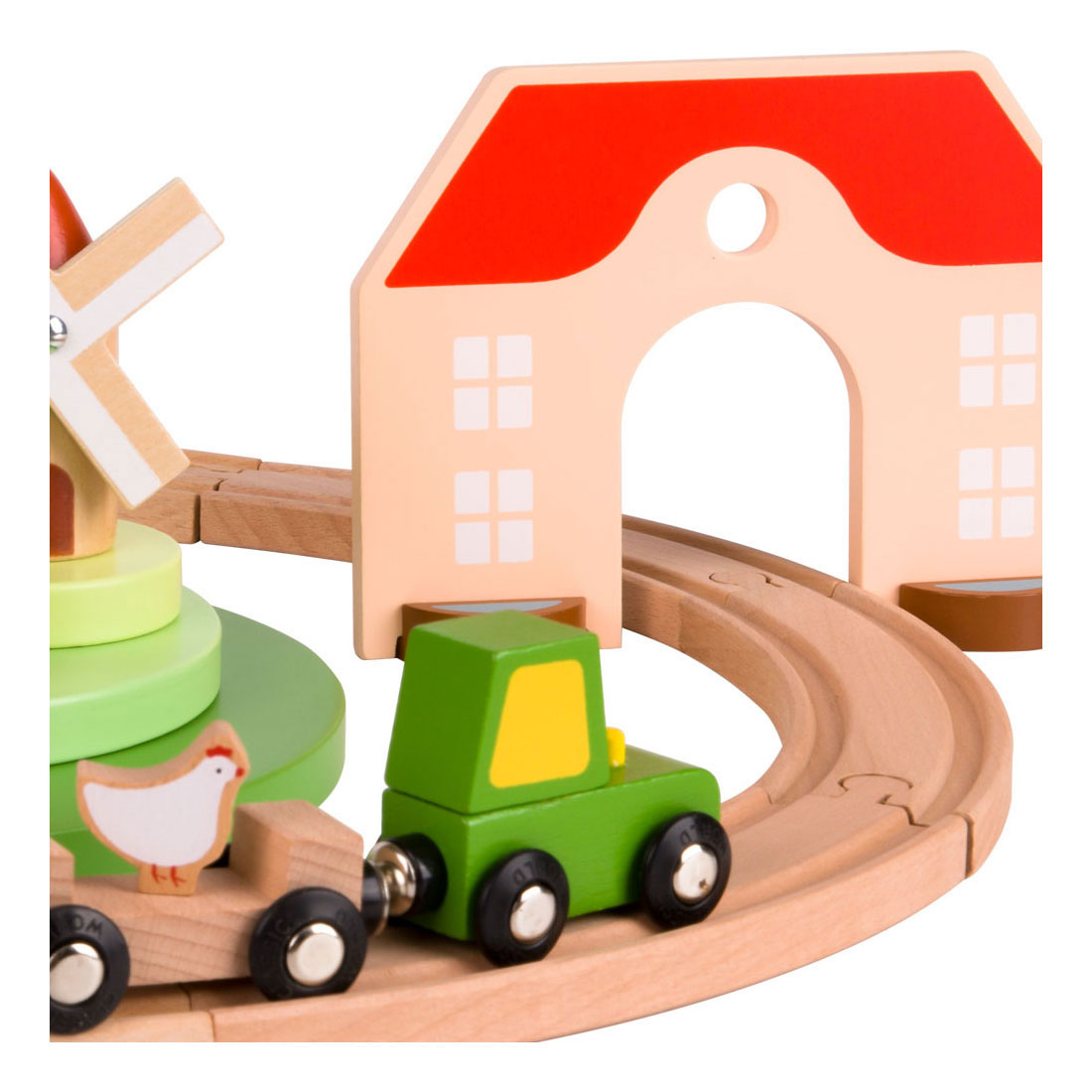 Klassisk World Wooden Farm Train Speelset, 28dlg.