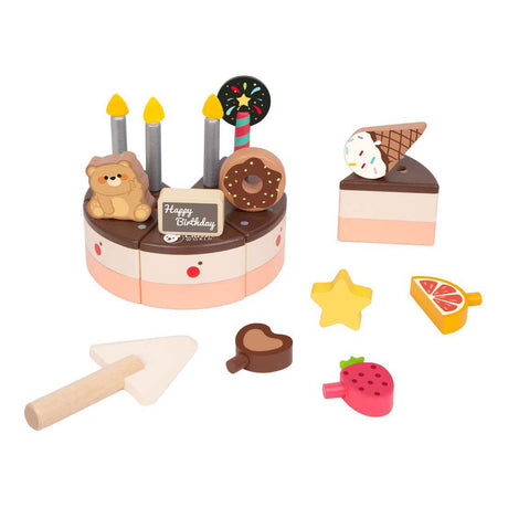 Classic world houten speelgoed chocolade taart verjaardag.