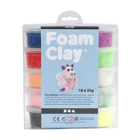Foam clay foam klei - glitter kleuren, 10x35gr.