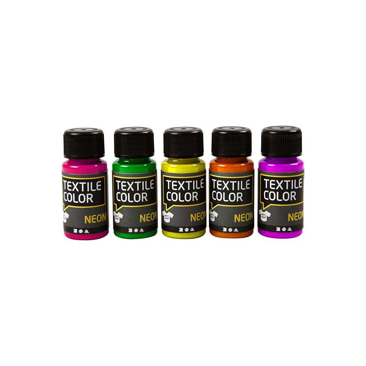 Neon textile paint - Set of 5 colors, 50ml