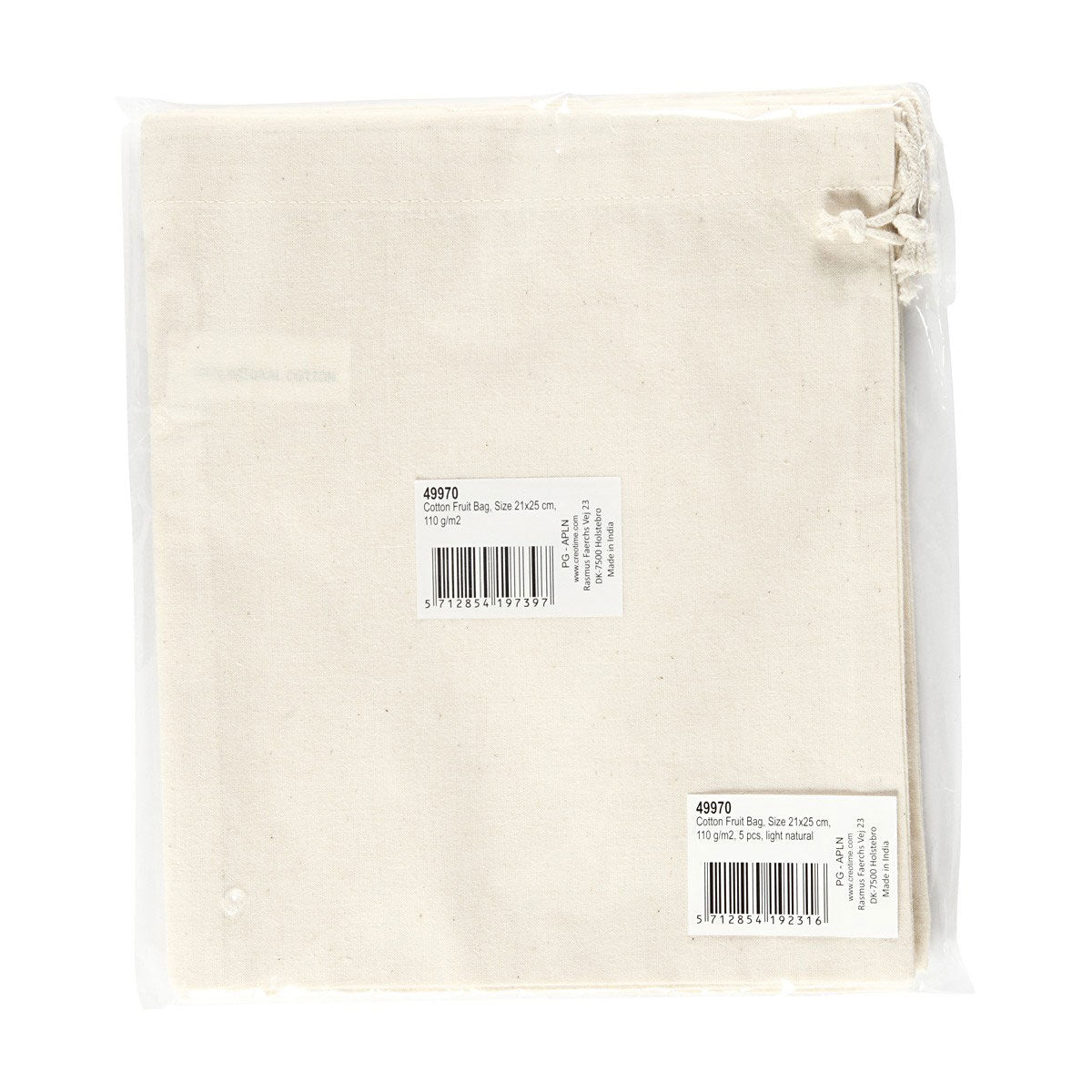 Creativ company https: www.cchobby.nl stoffen-tas-afm-21x25-cm-110-gr-licht-naturel-5-stuk-1-doos