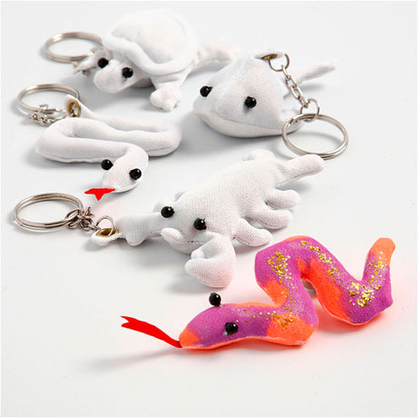 Creativ Company Figuren van textiel met sleutelhanger afm. 4x8 cm wit 4 stuks 1 doos