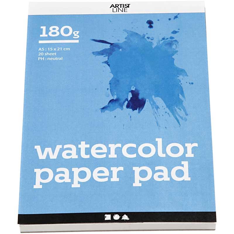 Bloc aquarelle blanc A5 180gr, 20 feuilles