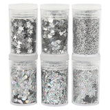 Creativ Company glitter and sequins silver, 6x5gr