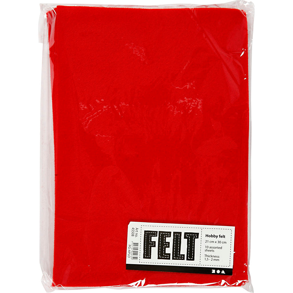 Hobby Filz, Rot, A4, 10 Blatt