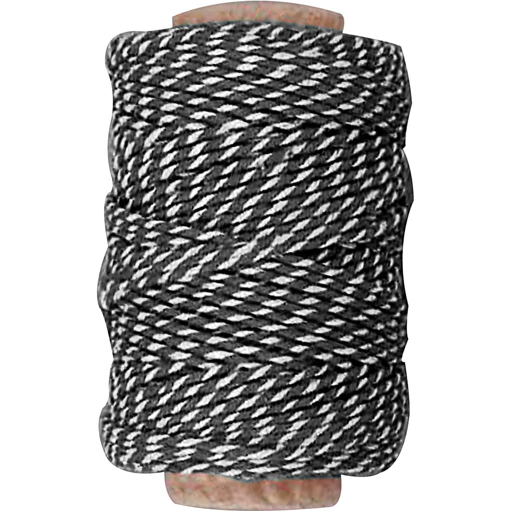 Creativ Company Cotton Cord Black White, 50m