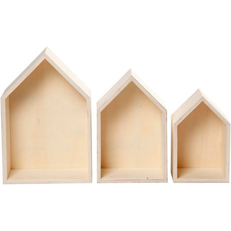 Creativ company houten huisjes met ophanghaak, 3st.