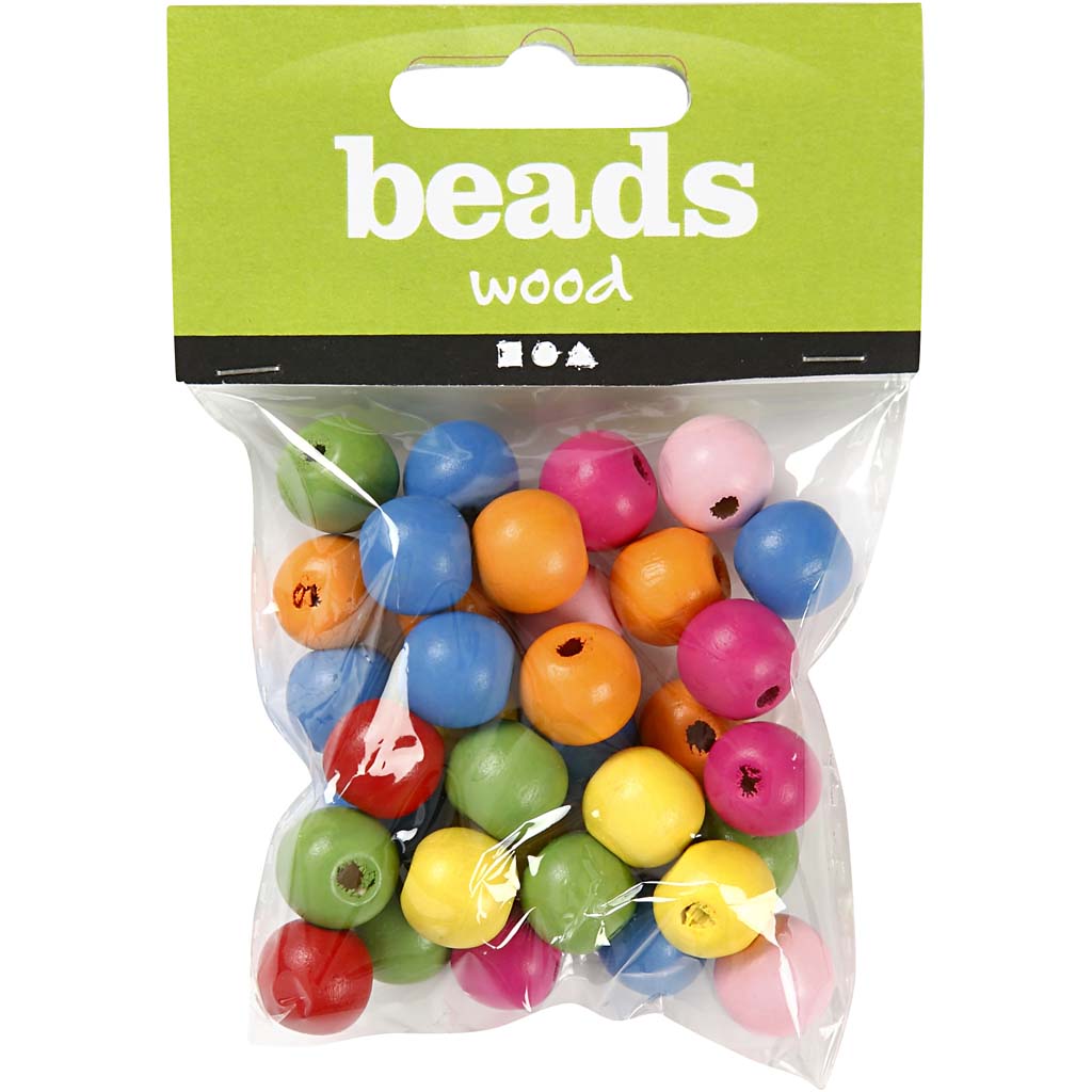 Wooden bead mix 12mm, 40th.