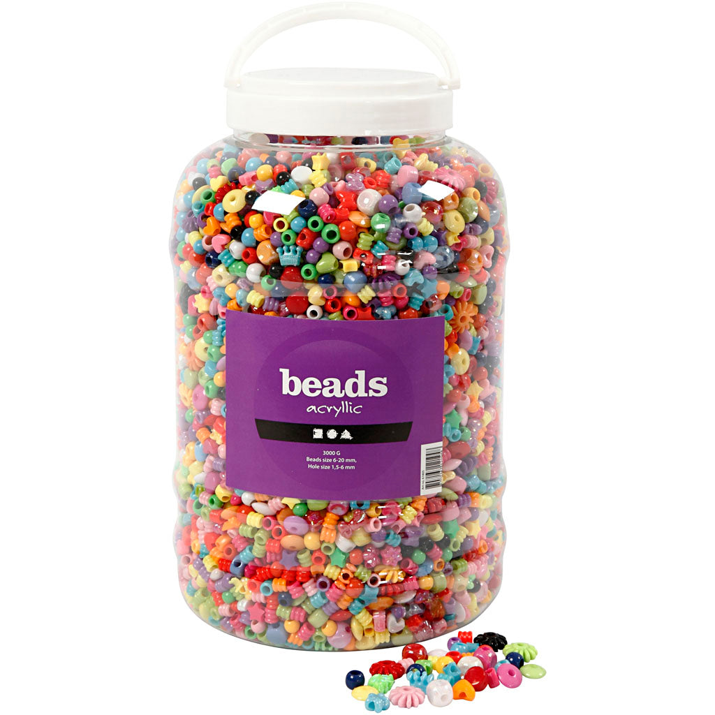 XL bucket with plastic beads, 8100st.