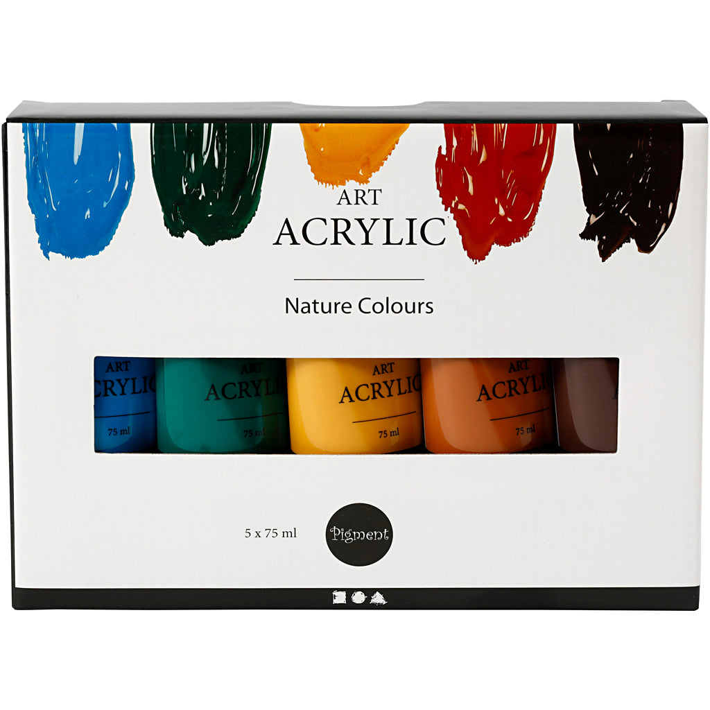 Creativ Company Pigment Art Acrylic Paint Natural Colours, 5x75ml