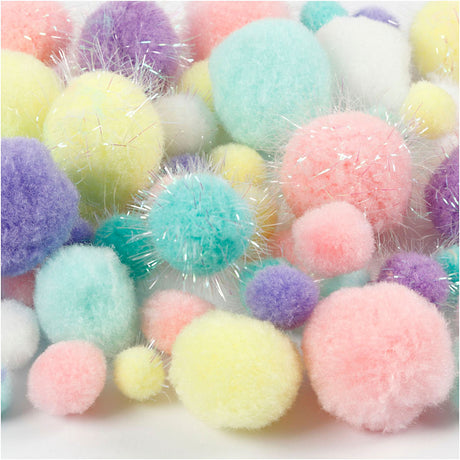 Creativ company https: www.cchobby.nl pompons-d-15-40-mm-glitter-ca-400-stuk-pastelkleuren-400-gr-1-doos