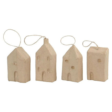 Creativ company huisjes van papiermache, 4st.