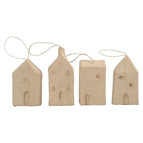 Creativ company huisjes van papiermache, 4st.