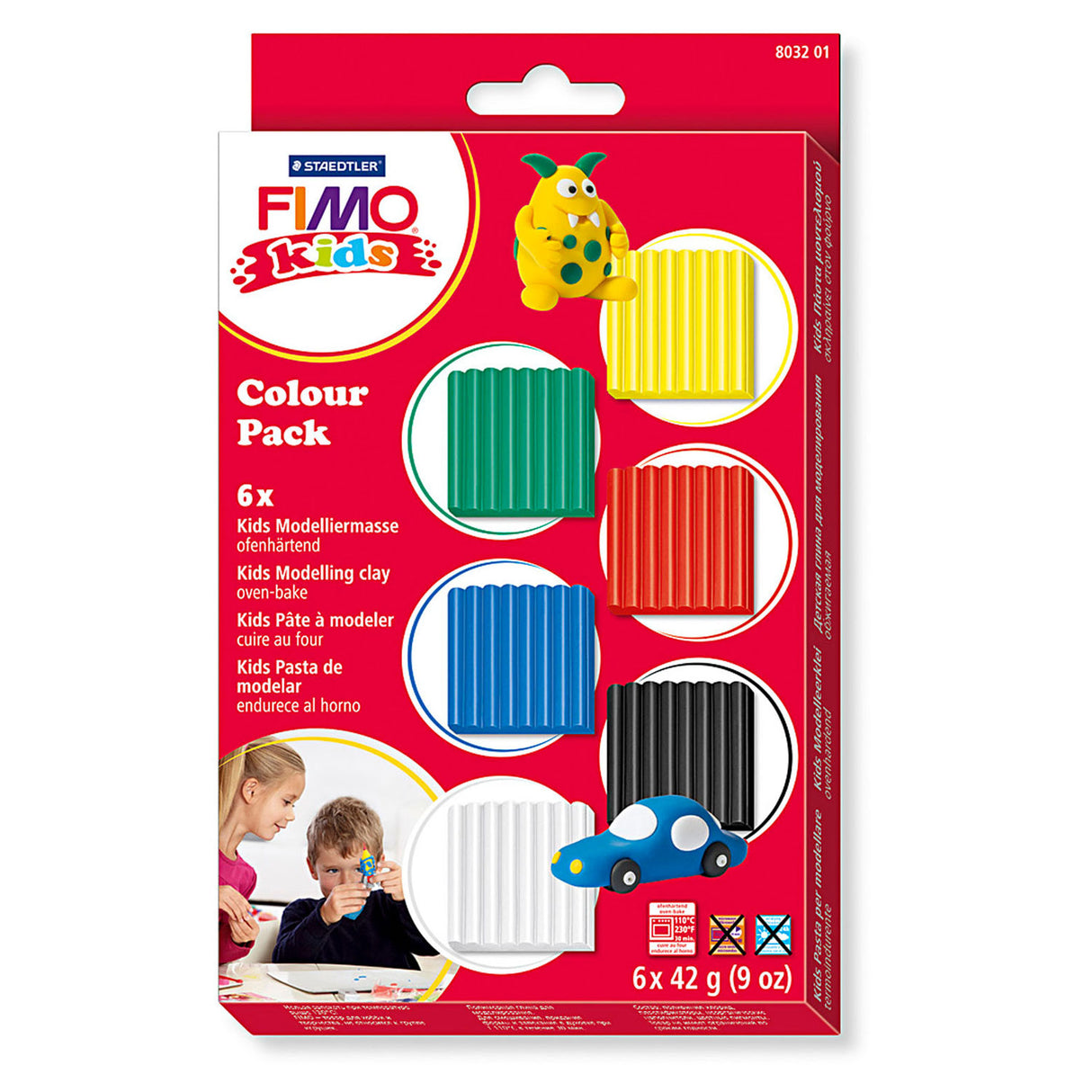 Fimo Kids Montting Clay Standard Colors, 6dlg.