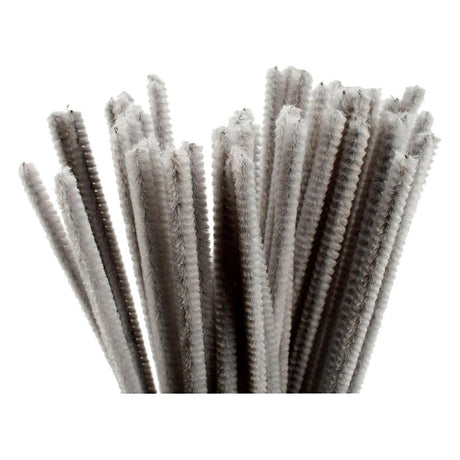 Creativ company creotime chenille draad 50 stuks 30 cm 6 mm grijs