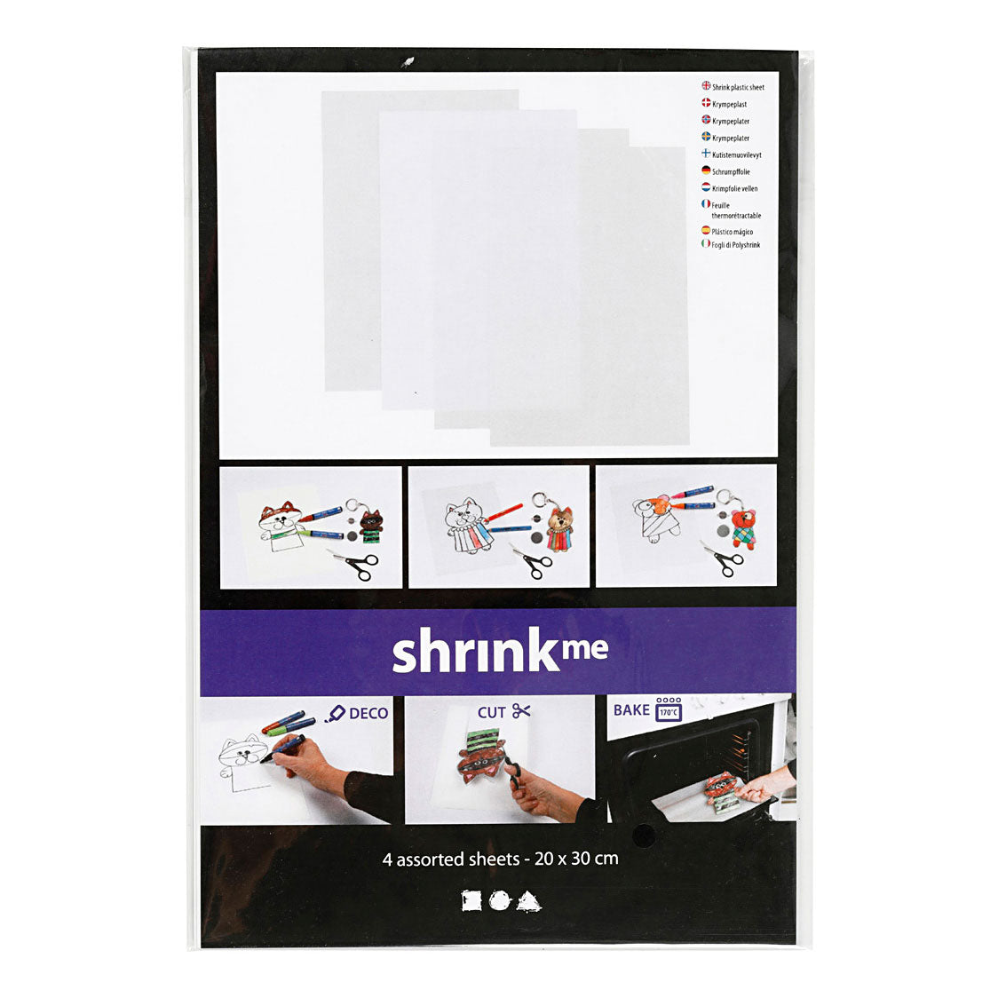 Creativ Company sheets shrink film diverse, 20x30, 4st.