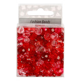 Creativ Company Facet Beads Mix Red Harmonie, 45 grams