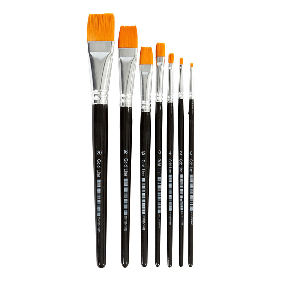 Creativ Company Gold Line Brushes Flat, 7st.