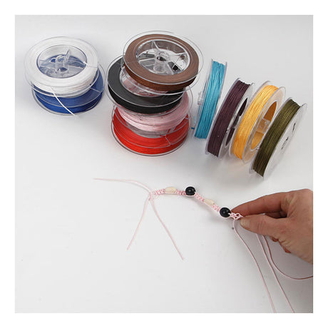 Creativ company polyester koord - assortiment, dikte 1 mm, kleuren assorti, 10x50 m