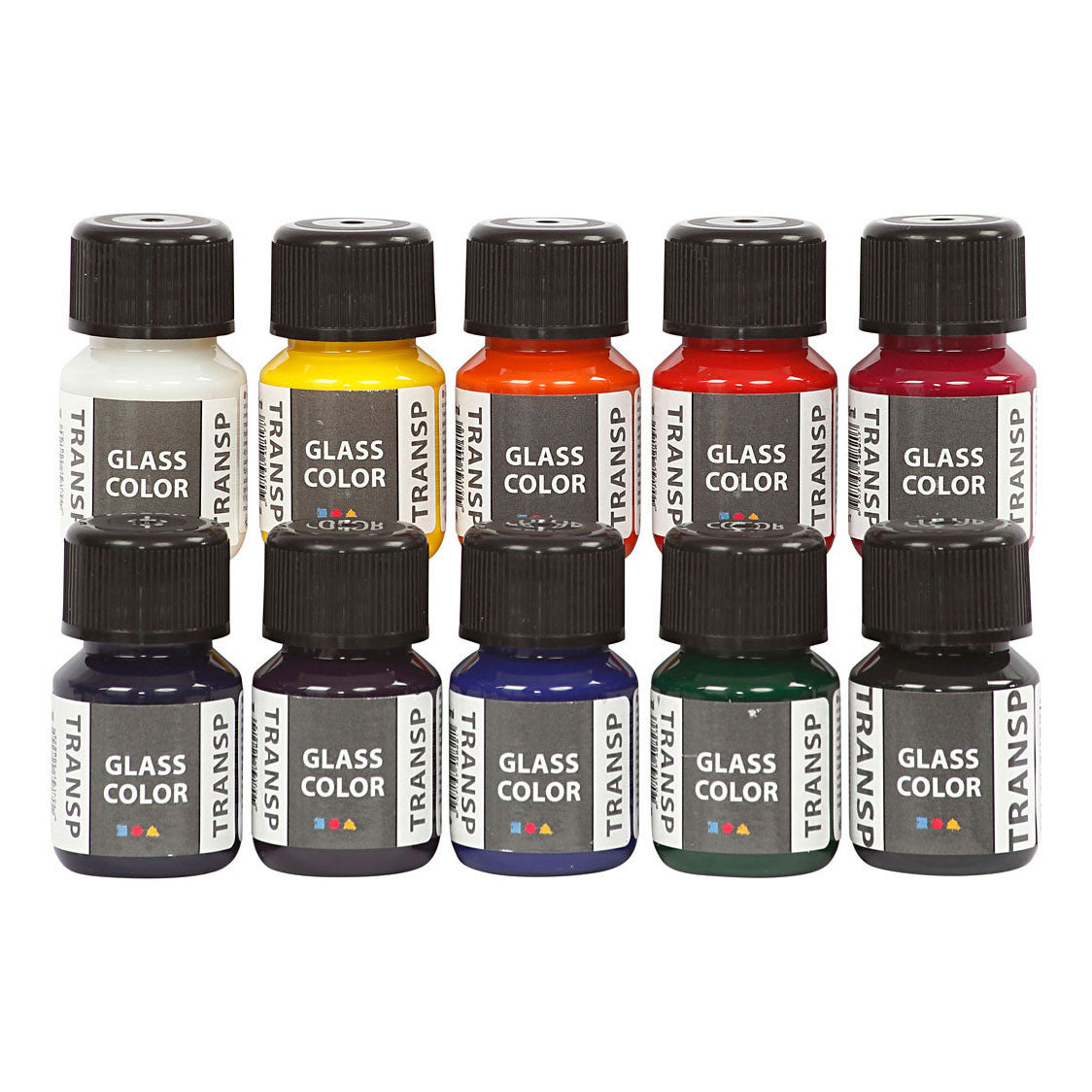 Creative Company Glass Color Transparent Glass Paint Color, 10x30 ml