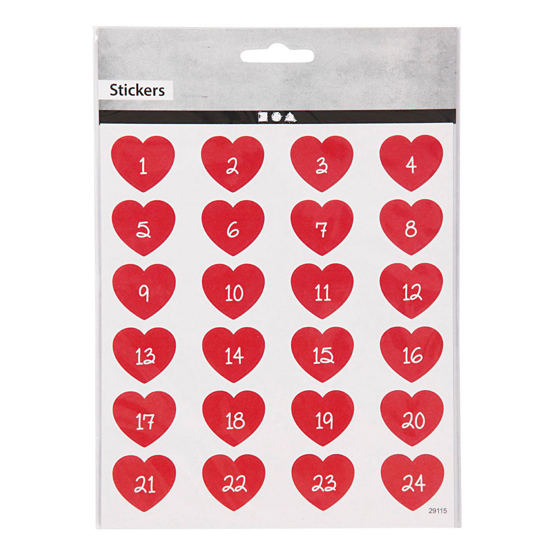 Creativ Company Stickers Heart with number, 1 sheet