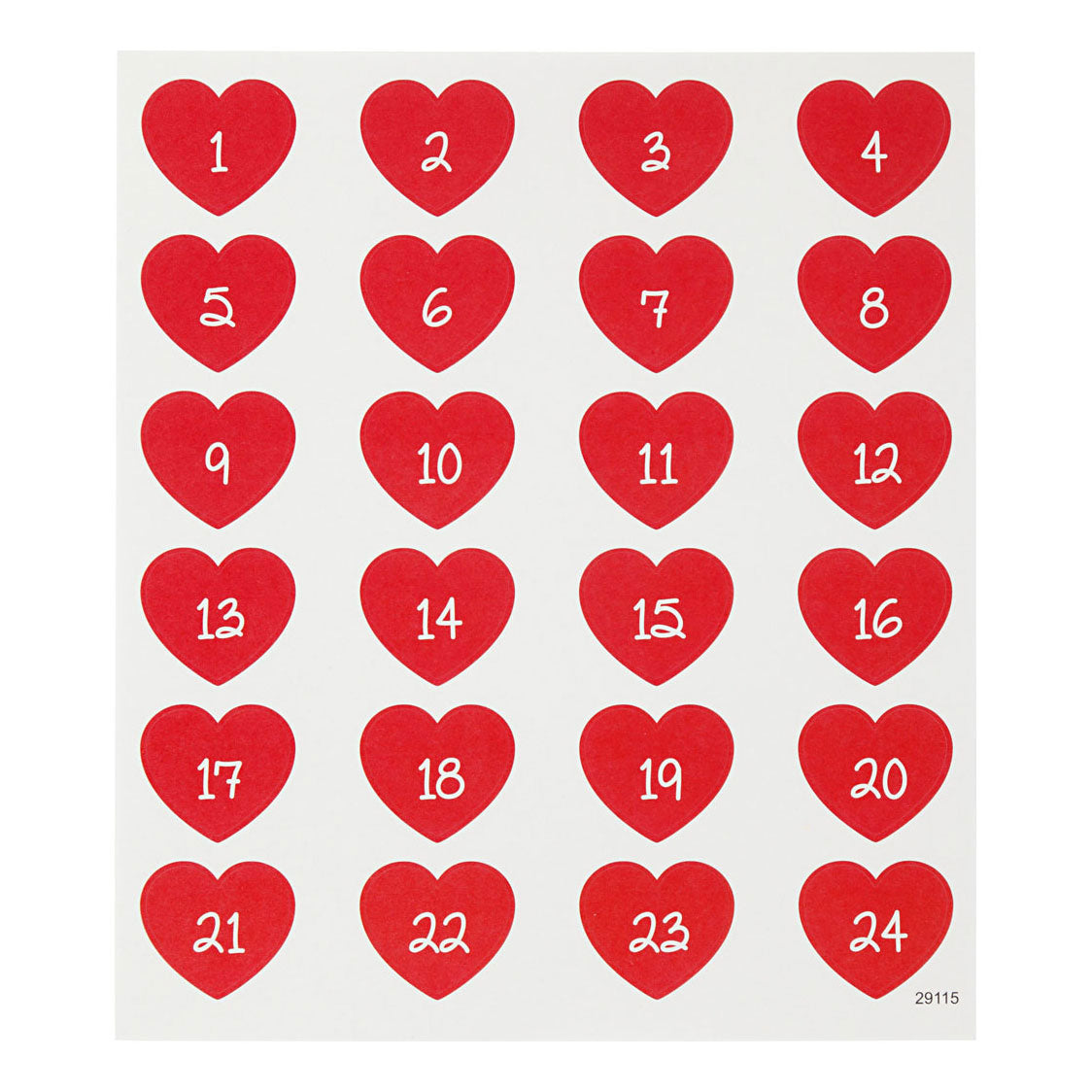 Creativ Company Stickers Heart with number, 1 sheet