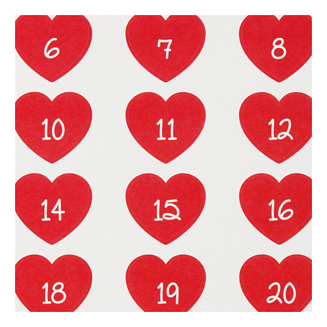 Creativ Company Stickers Heart with number, 1 sheet