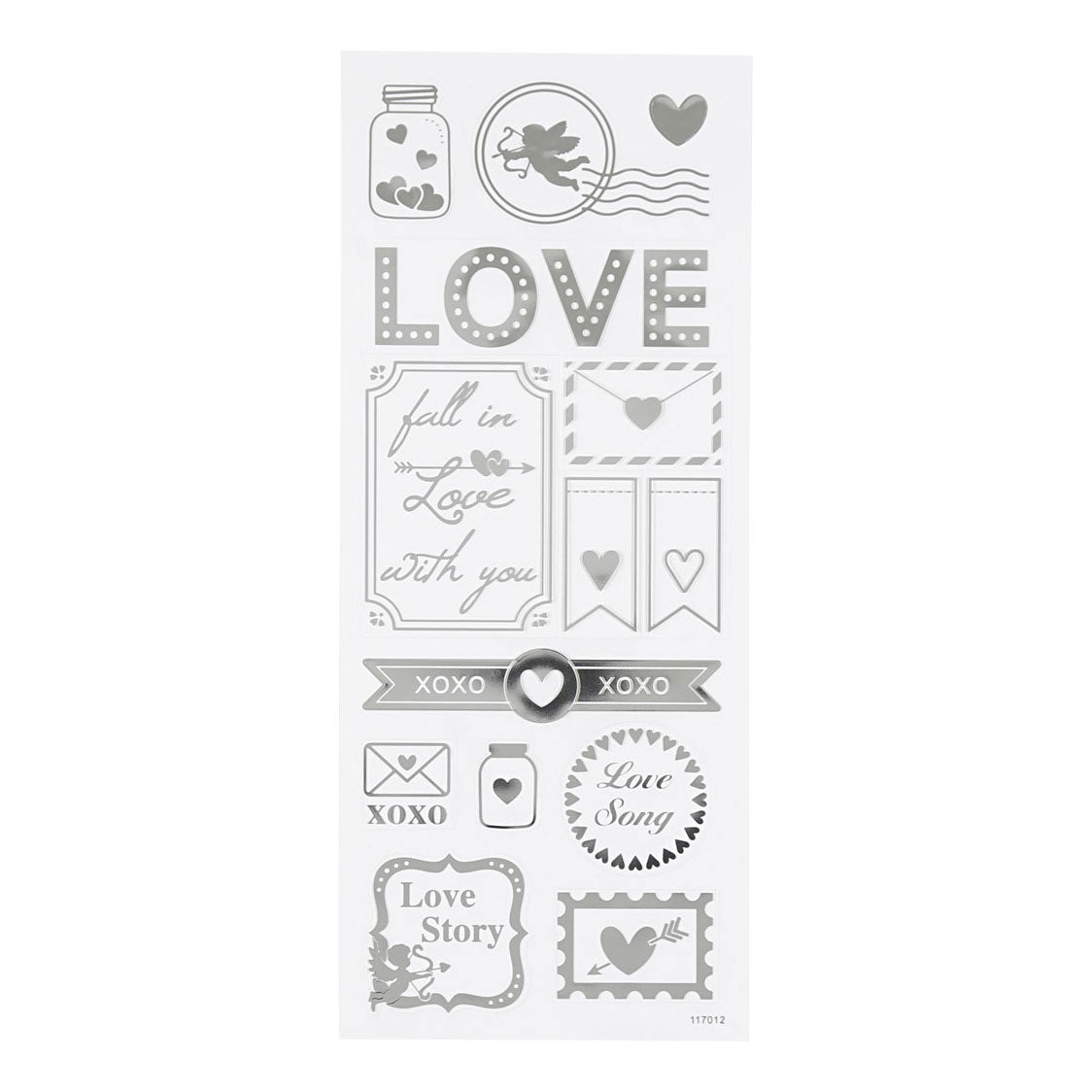 Creativ company stickers zilver love, 1 vel