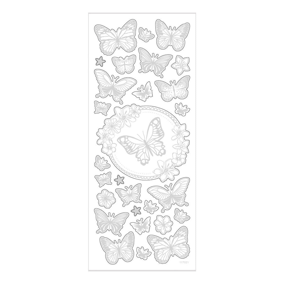 Creativ Company stickers silver butterflies, 1 sheet