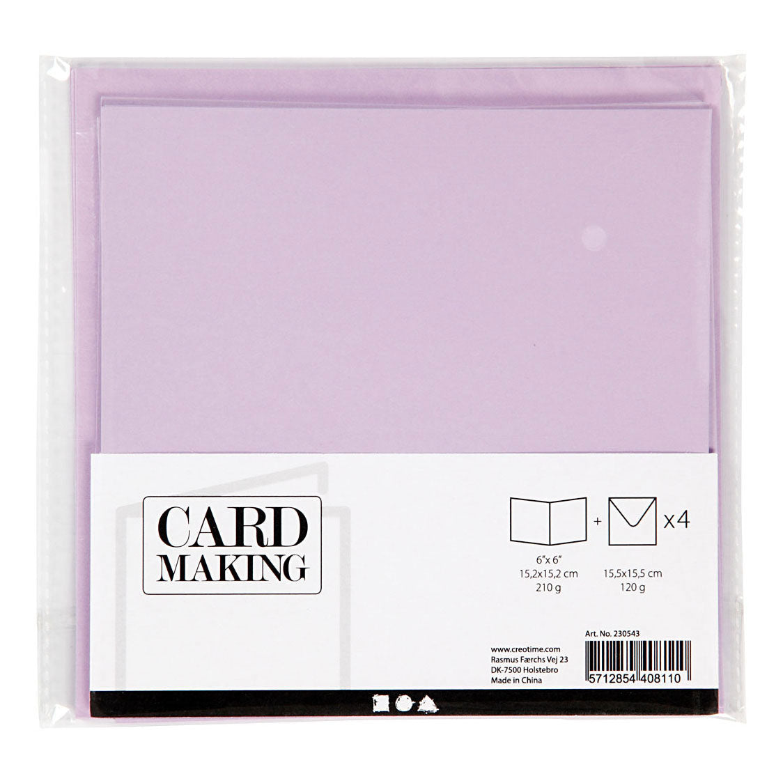 Creativ Company cards and envelopes light purple, 4st.