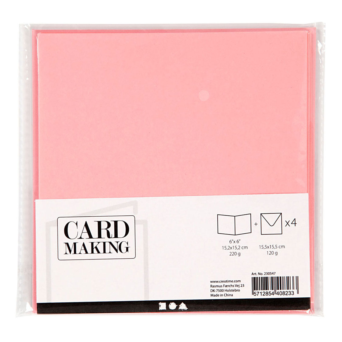 Creative Company Cards and buss Pink, 4st.