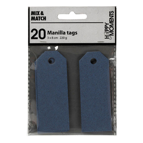 Creativ company manilla labels blauw, 20st.