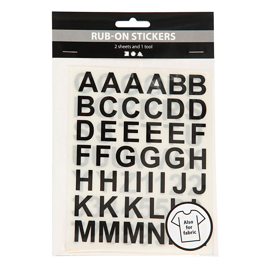 Creativ company rub-on stickers letters en cijfers zwart, 2 vellen