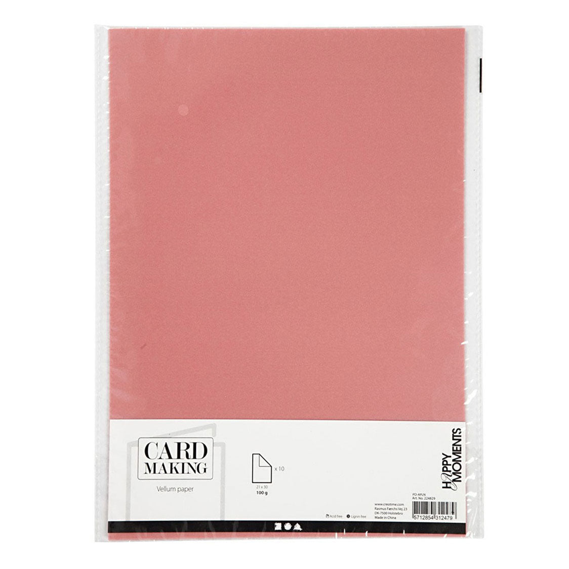 Creativ Company Vellum Paper A4 Light Red, 10 listov