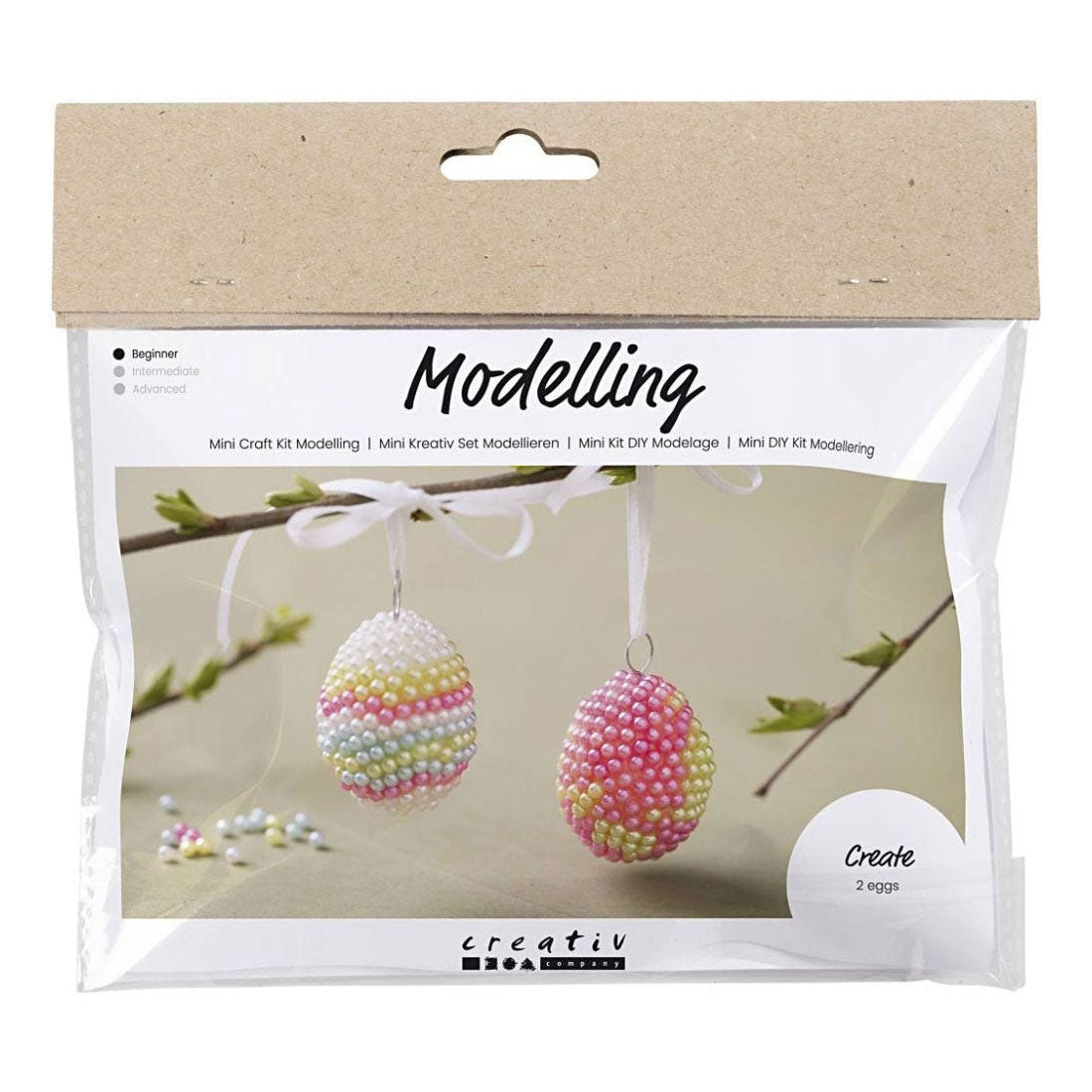 Creativ Company Mini Hobbyset Modeling Egg mit Perlen, 2st.