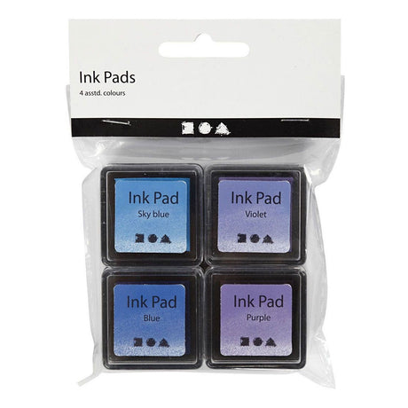 Creativ company stempelinkt blauw tinten paars, 4st.