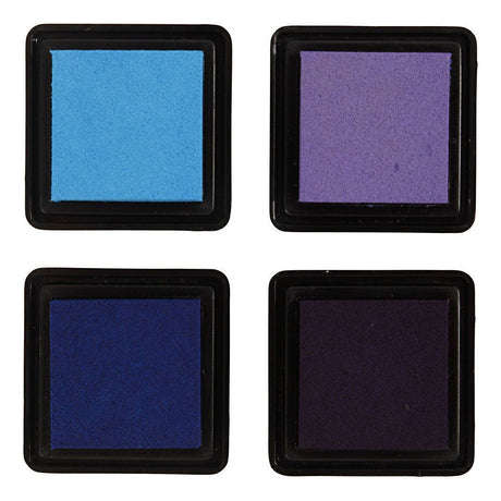 Creativ company stempelinkt blauw tinten paars, 4st.
