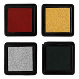 Creativ company stempelinkt, goud, lime groen, kerstrood, zilver, h: 2 cm, afm 3,5x3,5 cm, 4 stuk 1 doos