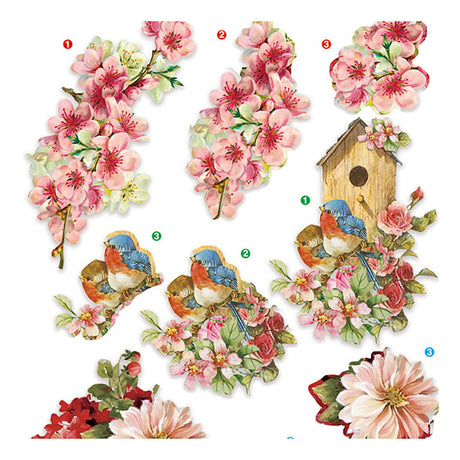 Creativ company 3d vellen bloemen en vogels, 4 vellen