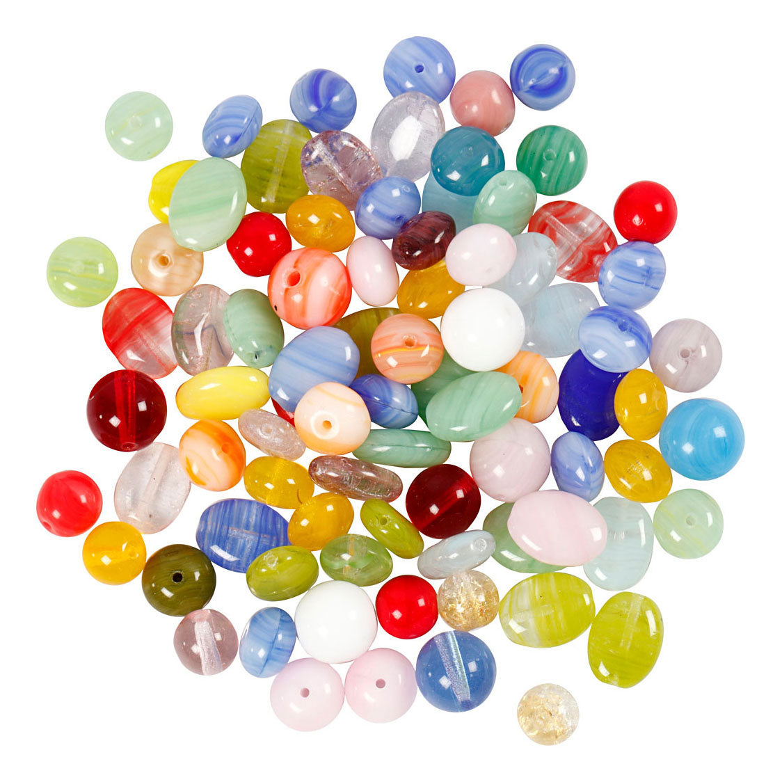 Creativ Company Glas Beads Divers Ronn, Oval, Circle, 60 Gramm