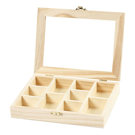 Creativ company https: www.cchobby.nl doos-met-glazen-deksel-afm-15-5x20-5x3-5-cm-gatgrootte-4-3x6-6-cm-1-stuk