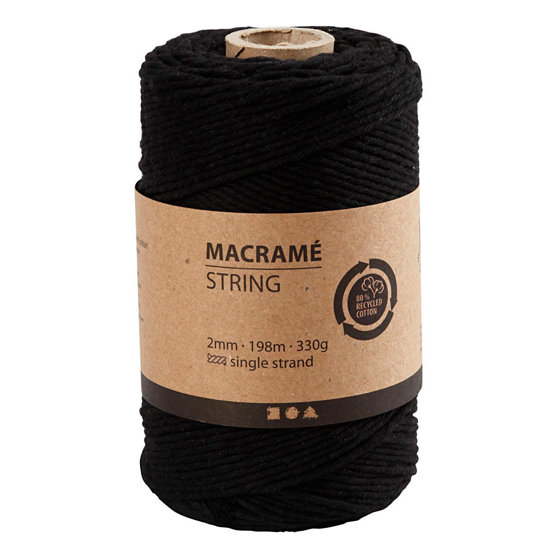 Creativ Company Macrame Cord Black, 198m