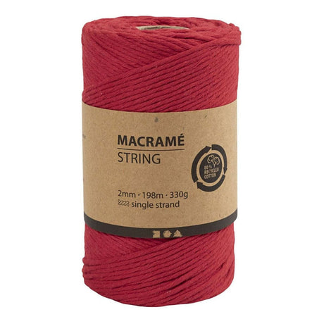 Creativ company macrame koord - rood, 198m
