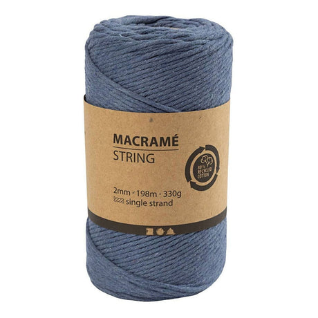 Creativ company macrame koord - blauw, 198m