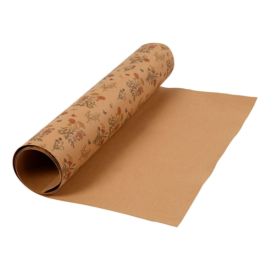 Creativ Company Faux Leather Paper Brown med blommigt tryck, 1m