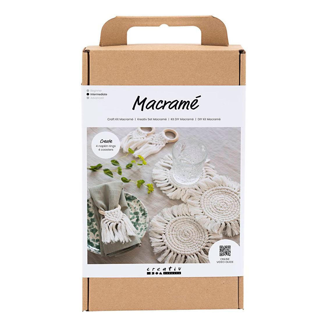 Creativ Company Hobbyset Macrame Table Dekoratioun of-wäiss