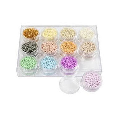 Creativ Company Rocailles Round Glass Beads 3 mm Pastel colors, 12x17 grams