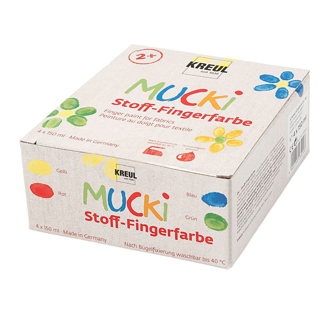 Creativ Company Muck Finger Paint Blue Green Red Yellow, 4x150 ml