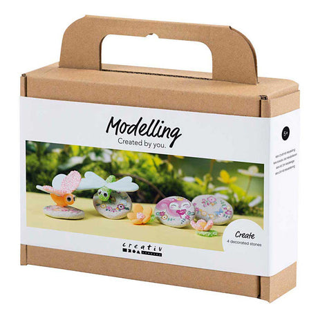 Creativ company http: www.cchobby.nl mini-hobbyset-boetseren-steen-met-insect-grijs-lichtroze-licht-turquoise-1-doos